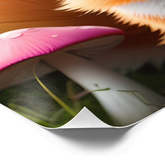 Niedlicher Fox mit einem grünen und rosa Bug Poster (Ecke)