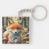 Niedlicher Fox mit einem grünen und rosa Bug Schlüsselanhänger (Rückseite)