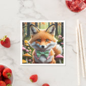 Niedlicher Fox mit einem grünen und rosa Bug Serviette (Beispiel)