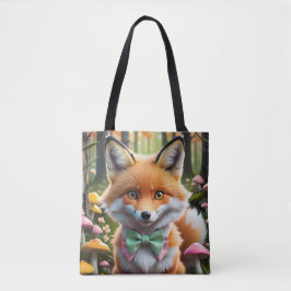 Niedlicher Fox mit einem grünen und rosa Bug Tasche