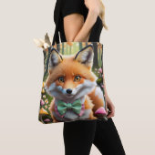 Niedlicher Fox mit einem grünen und rosa Bug Tasche (Von Nahem)
