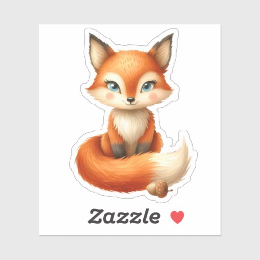 Niedlicher Fox mit Mais Aufkleber (Blatt)