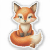 Niedlicher Fox mit Mais Aufkleber (Vorderseite)