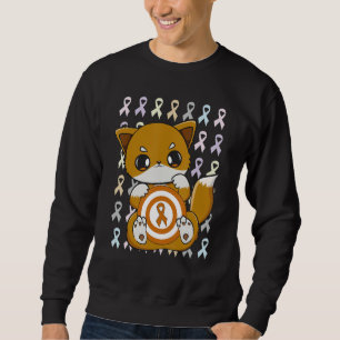 Niedlicher Fox mit orangefarbenem Band zur Leukämi Sweatshirt