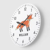 Niedlicher Fox-Personalisierter Individuelle Name  Große Wanduhr (Winkel)
