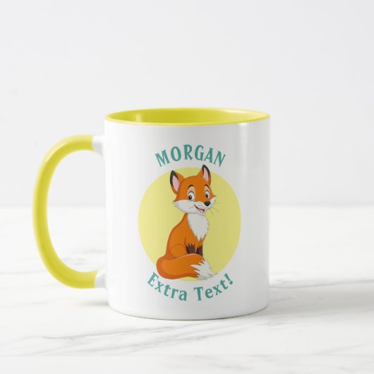 Niedlicher Fox, Personalisierung von Name und Meld Tasse (Links)