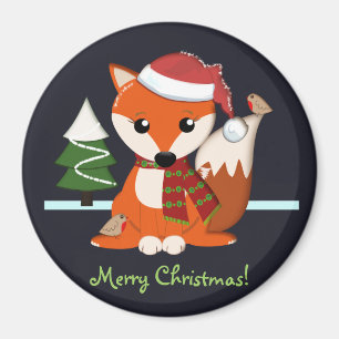 Niedlicher Fox, Robinen, Weihnachtsbaum und benutz Magnet