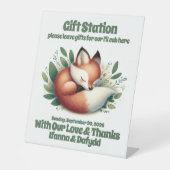 Niedlicher Fox-Schlaf in Blätter Babyduschenschild Sockelschild (Vorderseite)