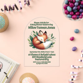 Niedlicher Fox-Schlaf in Blätter Kinderdusche Acryleinladungen