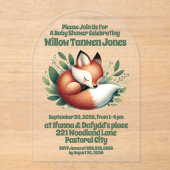 Niedlicher Fox-Schlaf in Blätter Kinderdusche Acryleinladungen (Vorderseite)
