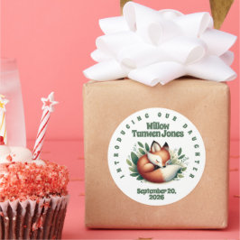 Niedlicher Fox-Schlaf in Blätter Kinderdusche Runder Aufkleber