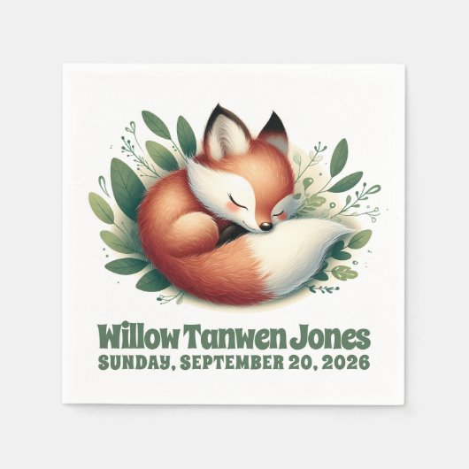 Niedlicher Fox-Schlaf in Blätter Kinderdusche Serviette (Vorderseite)