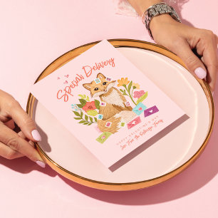 Niedlicher Fox- und Blumenwaldtag Feiertagspostkarte