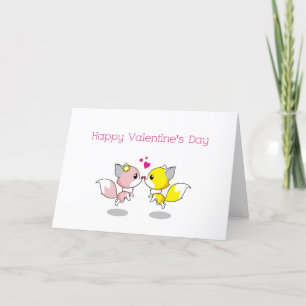 Niedlicher Fox-Valentinstag Feiertagskarte