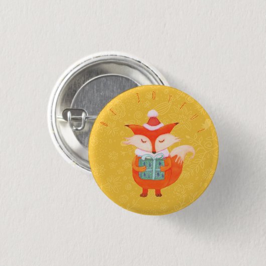 Niedlicher Fox-Weihnachtsknopf Button (Vorne & Hinten)