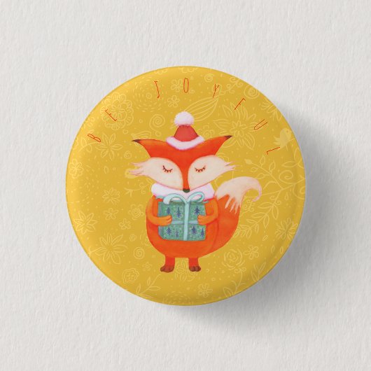Niedlicher Fox-Weihnachtsknopf Button (Vorderseite)