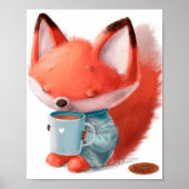 Niedlicher Foxenkaffee | Fox Wall Print Poster (Vorne)