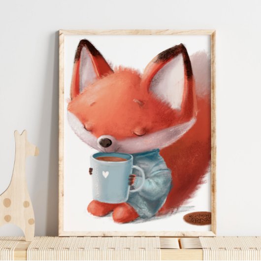 Niedlicher Foxenkaffee | Fox Wall Print Poster