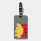 niedlicher Französisch mit grauem Hintergrund Gepäckanhänger (Vorderseite vertikal)