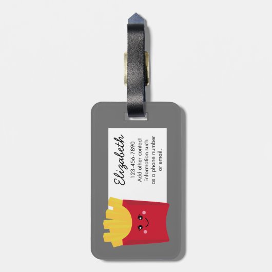 niedlicher Französisch mit grauem Hintergrund Gepäckanhänger (Rückseite vertikal)