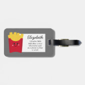 niedlicher Französisch mit grauem Hintergrund Gepäckanhänger (Rückseite horizontal)