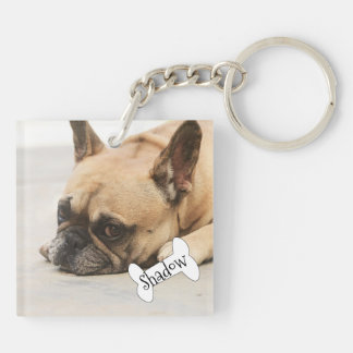 Niedlicher französische Bulldogge Frenchie Schlüsselanhänger