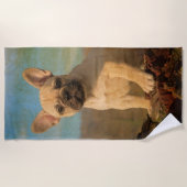 Niedlicher französische Bulldoggen-Welpe - Strandtuch (Vorderseite)