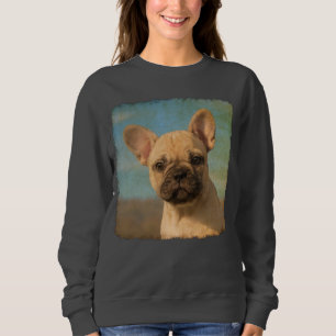 Niedlicher französische Bulldoggen-Welpen-Vintage Sweatshirt
