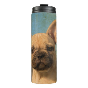 Niedlicher französische Bulldoggen-Welpen-Vintage Thermosbecher