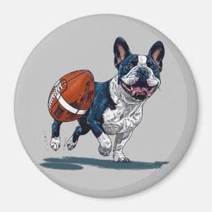 Niedlicher französischer Bulldog als Fußballspiele Magnet