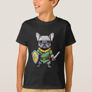 Niedlicher französischer Bulldog als Retro-Videosp T-Shirt