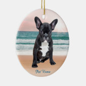 Niedlicher französischer Bulldog Beach Keramik Ornament (Rechts)