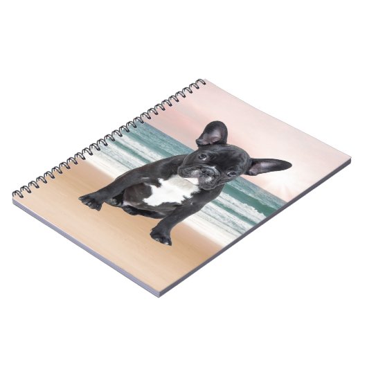 Niedlicher französischer Bulldog Beach Notizblock (Linke Seite)