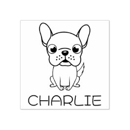Niedlicher französischer Bulldog Cartoon Holzkunst Gummistempel