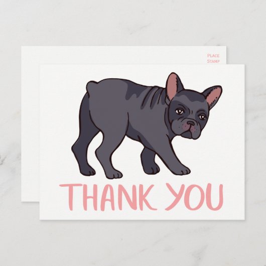 Niedlicher französischer Bulldog Danke, Frenchie P Postkarte (Vorne/Hinten)