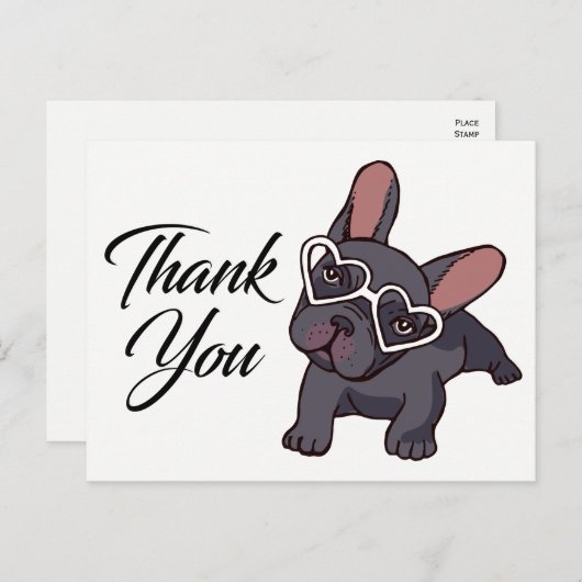 Niedlicher französischer Bulldog Danke, Frenchie P Postkarte (Vorne/Hinten)