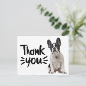 Niedlicher französischer Bulldog Danke, Frenchie P Postkarte (Stehend Vorderseite)