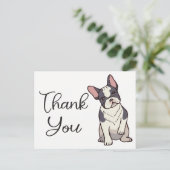 Niedlicher französischer Bulldog Danke, Frenchie P Postkarte (Stehend Vorderseite)