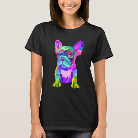 Niedlicher französischer Bulldog, farbige Hundezuc T-Shirt (Vorderseite)