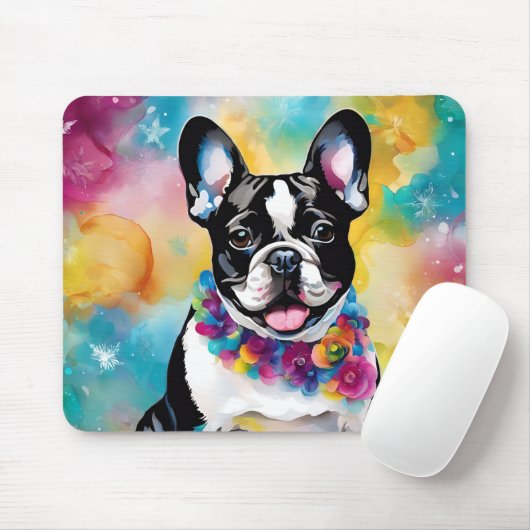 Niedlicher französischer Bulldog "Frenchie" farben Mousepad (Mit Mouse)