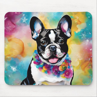 Niedlicher französischer Bulldog "Frenchie" farben Mousepad