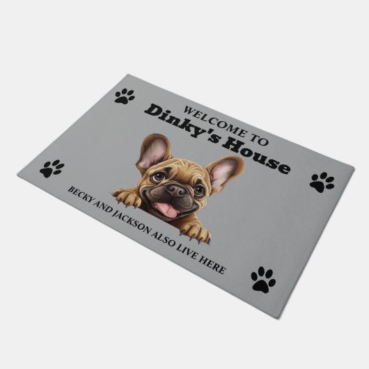 Niedlicher französischer Bulldog Fußmatte (Schrägansicht)
