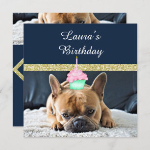 Niedlicher französischer Bulldog-Geburtstagsparty Einladung