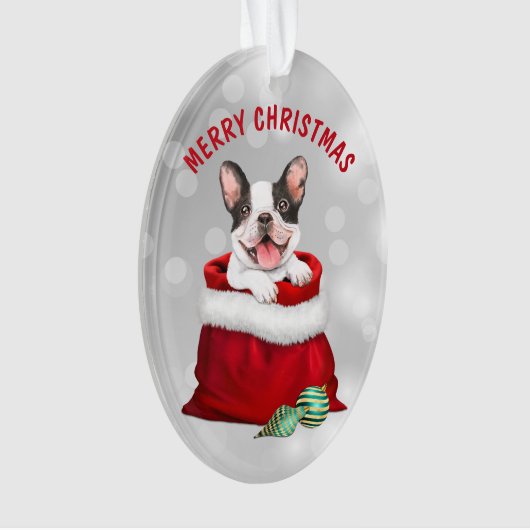 Niedlicher französischer Bulldog-Geschenk Überrasc Ornament (Vorderseite)