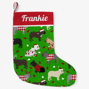 Niedlicher französischer Bulldog Green Kleiner Weihnachtsstrumpf