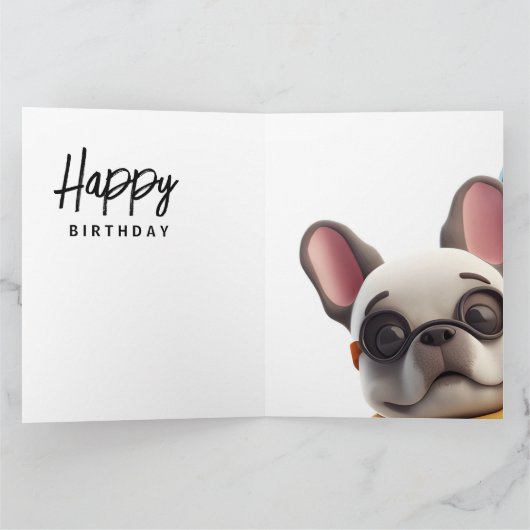 Niedlicher französischer Bulldog im Oldtimer Karte (Innenseite)
