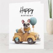 Niedlicher französischer Bulldog im Oldtimer Karte (Vorderseite)