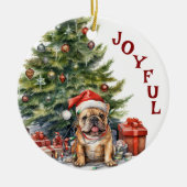 Niedlicher französischer Bulldog in Weihnachtsbele Keramik Ornament (Vorne)