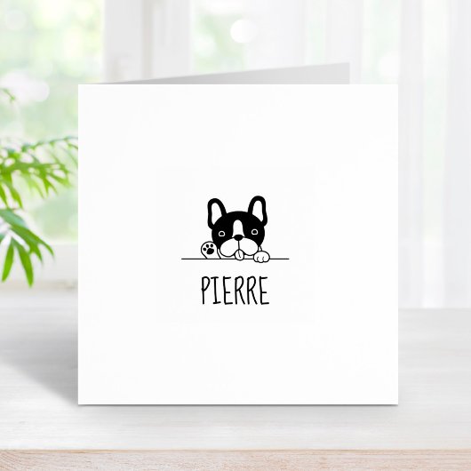 Niedlicher französischer Bulldog-Individuelle Name Gummistempel