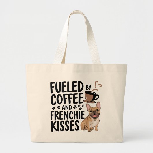 Niedlicher französischer Bulldog Kaffee Lover Fran Jumbo Stoffbeutel (Vorne)
